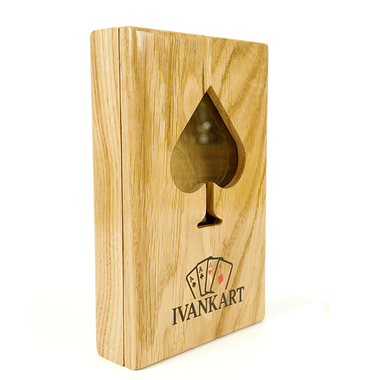Single Deck Display Oak Case with Spades for Playing Cards