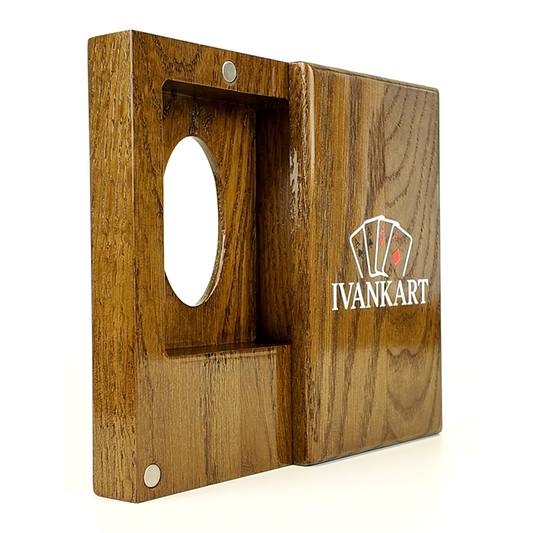 Single Deck Push-Out Oak Case Walnut for Playing Cards