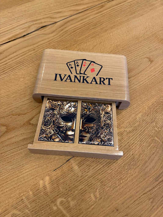 Set Oak Duo Slide Case + 2 Decks Vittoria Di Viritas Playing Cards