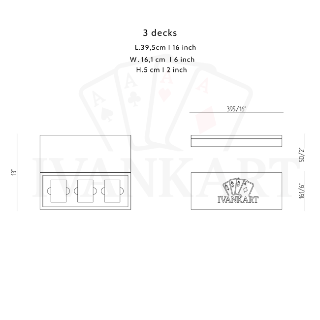 3 Decks Oak Book-Style Case for Playing Cards