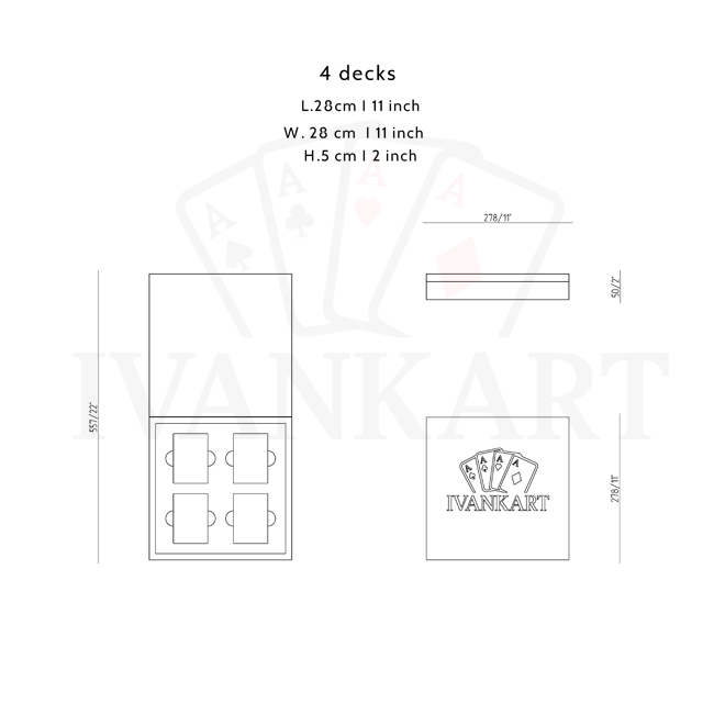 4 Decks Oak Book-Style Case for Playing Cards