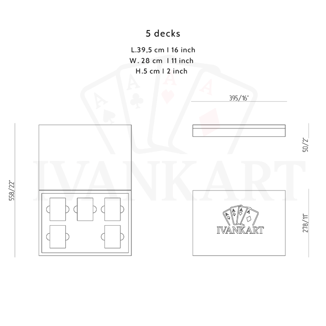 5 Decks Oak Book-Style Case for Playing Cards