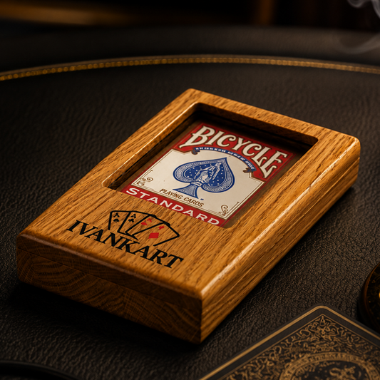 Single Deck Display Oak Case for Playing Cards