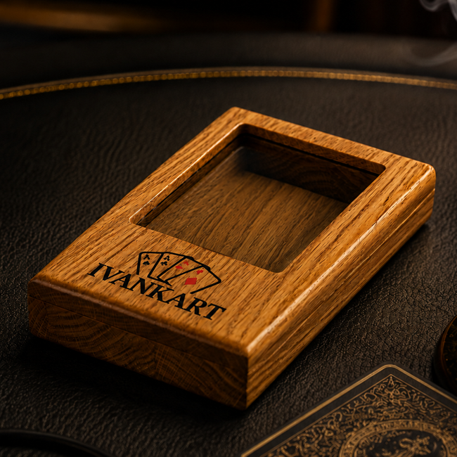 Single Deck Display Oak Case for Playing Cards