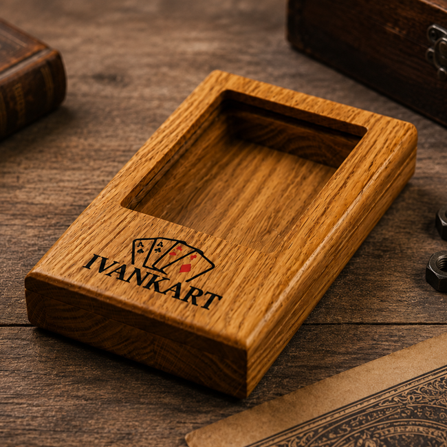 Single Deck Display Oak Case for Playing Cards