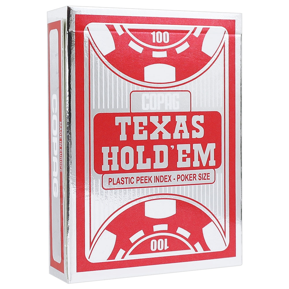 Copag Texas Hold'em Red Silver PEEK Index Plastic Playing Cards