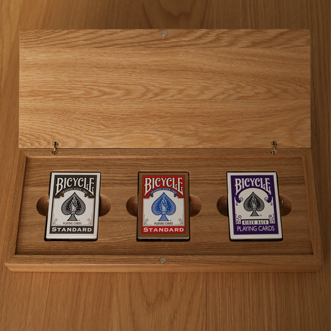 3 Decks Oak Book-Style Case for Playing Cards