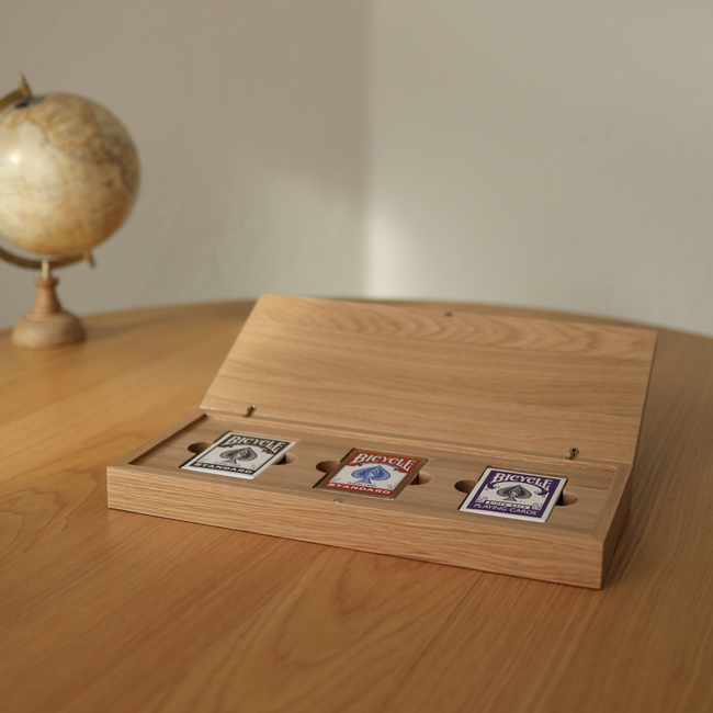 3 Decks Oak Book-Style Case for Playing Cards