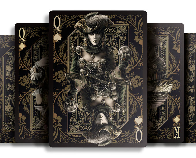 Set Oak Duo Slide Case + 2 Decks Vittoria Di Viritas Playing Cards