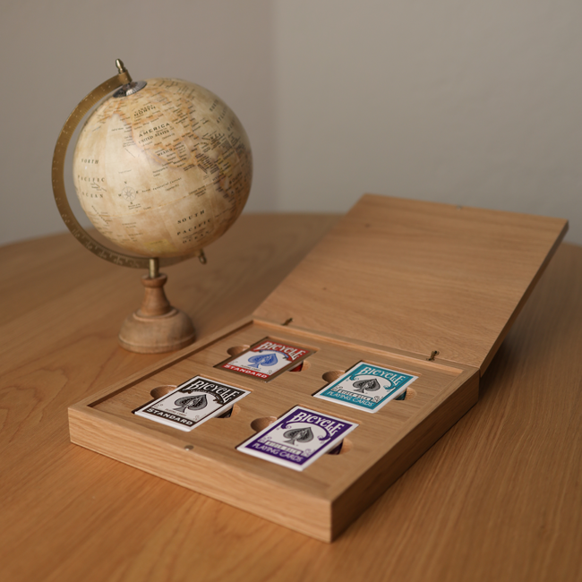 4 Decks Oak Book-Style Case for Playing Cards