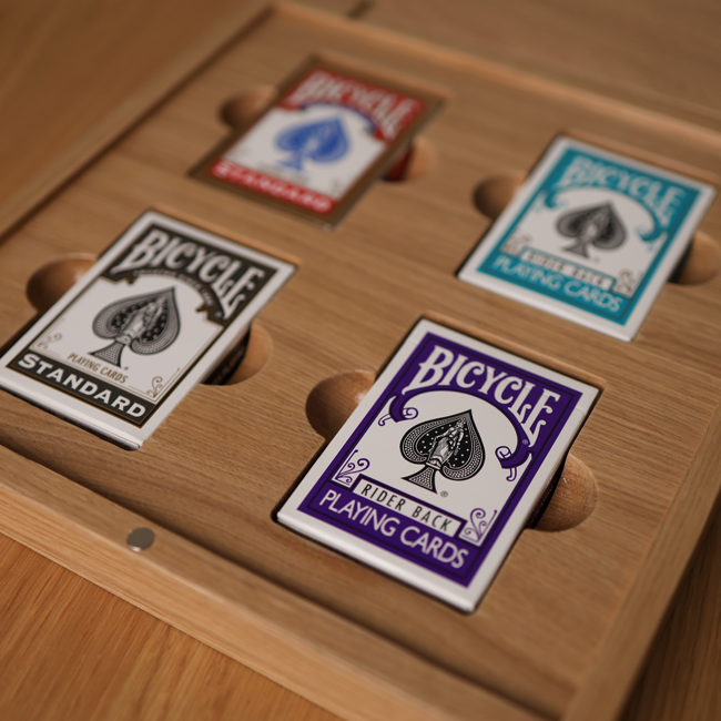 4 Decks Oak Book-Style Case for Playing Cards