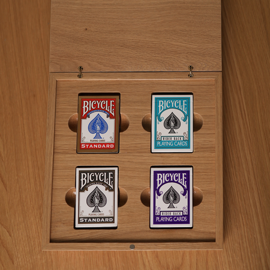 4 Decks Oak Book-Style Case for Playing Cards