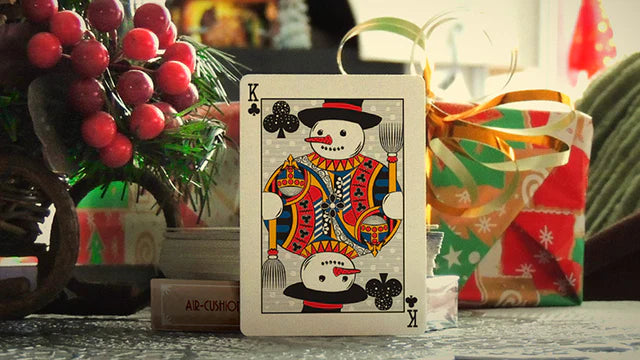 Bicycle Snowman Back Blue Playing Cards