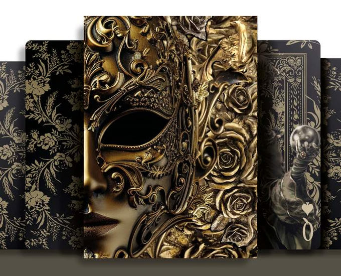 Set Oak Duo Slide Case + 2 Decks Vittoria Di Viritas Playing Cards