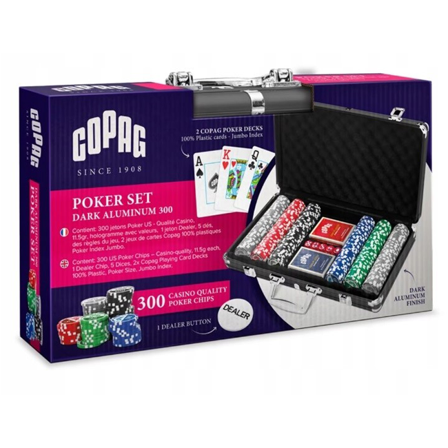 Poker Set 300 Chips In Dark Aluminum Suitcase Copag