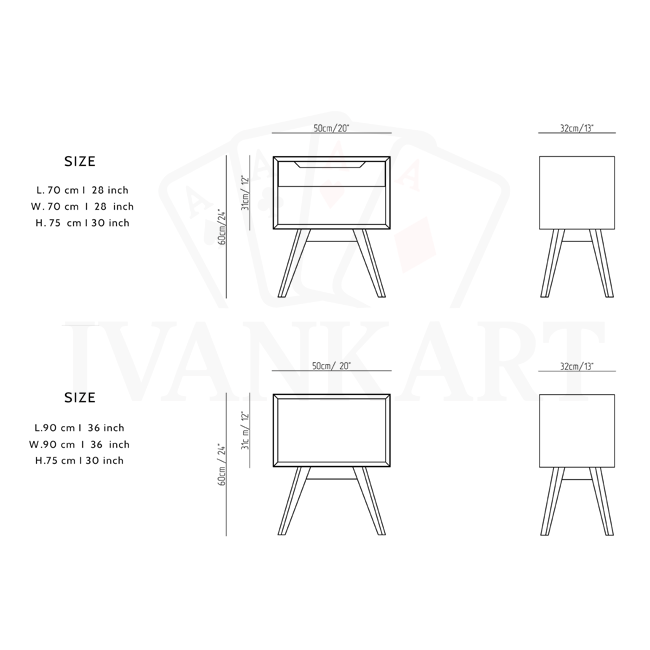 Oak Handcrafted Bedside Table