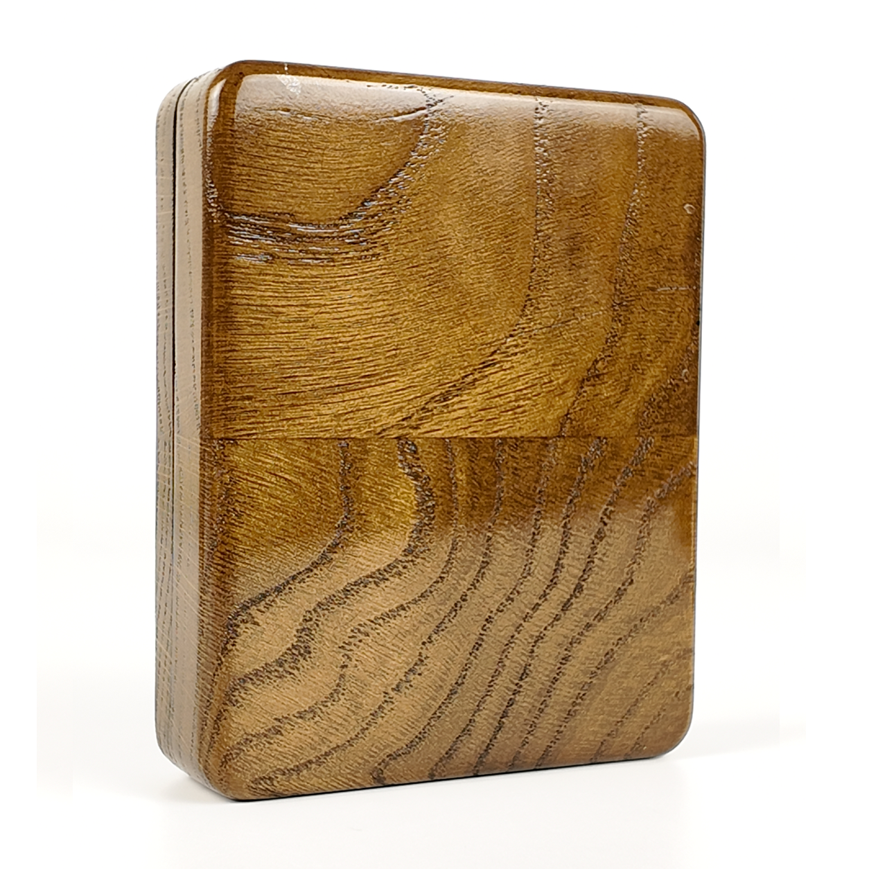 Single Deck Magnetic Lid Oak color Walnut Case for Playing Cards