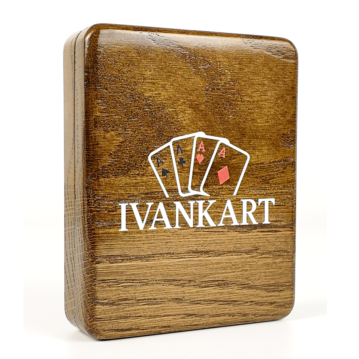 Single Deck Magnetic Lid Oak color Walnut Case for Playing Cards
