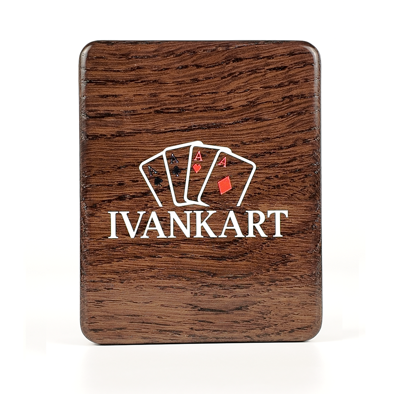 Single Deck Magnetic Lid Oak Case Wenge for Playing Cards