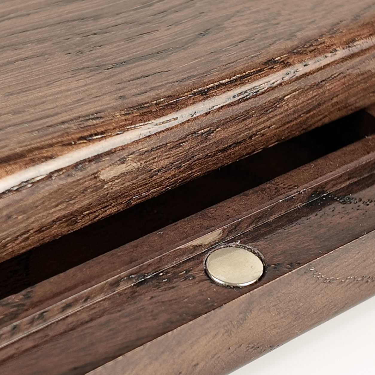 Single Deck Magnetic Lid Oak Case Wenge for Playing Cards
