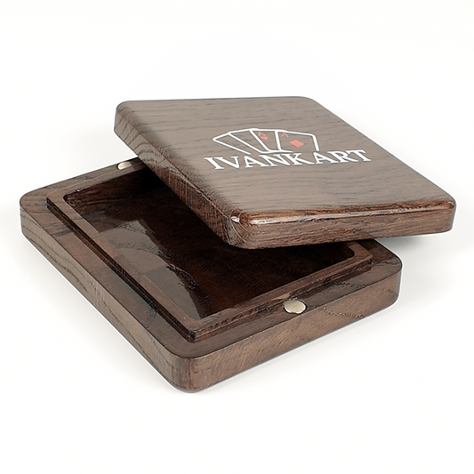 Single Deck Magnetic Lid Oak Case Wenge for Playing Cards