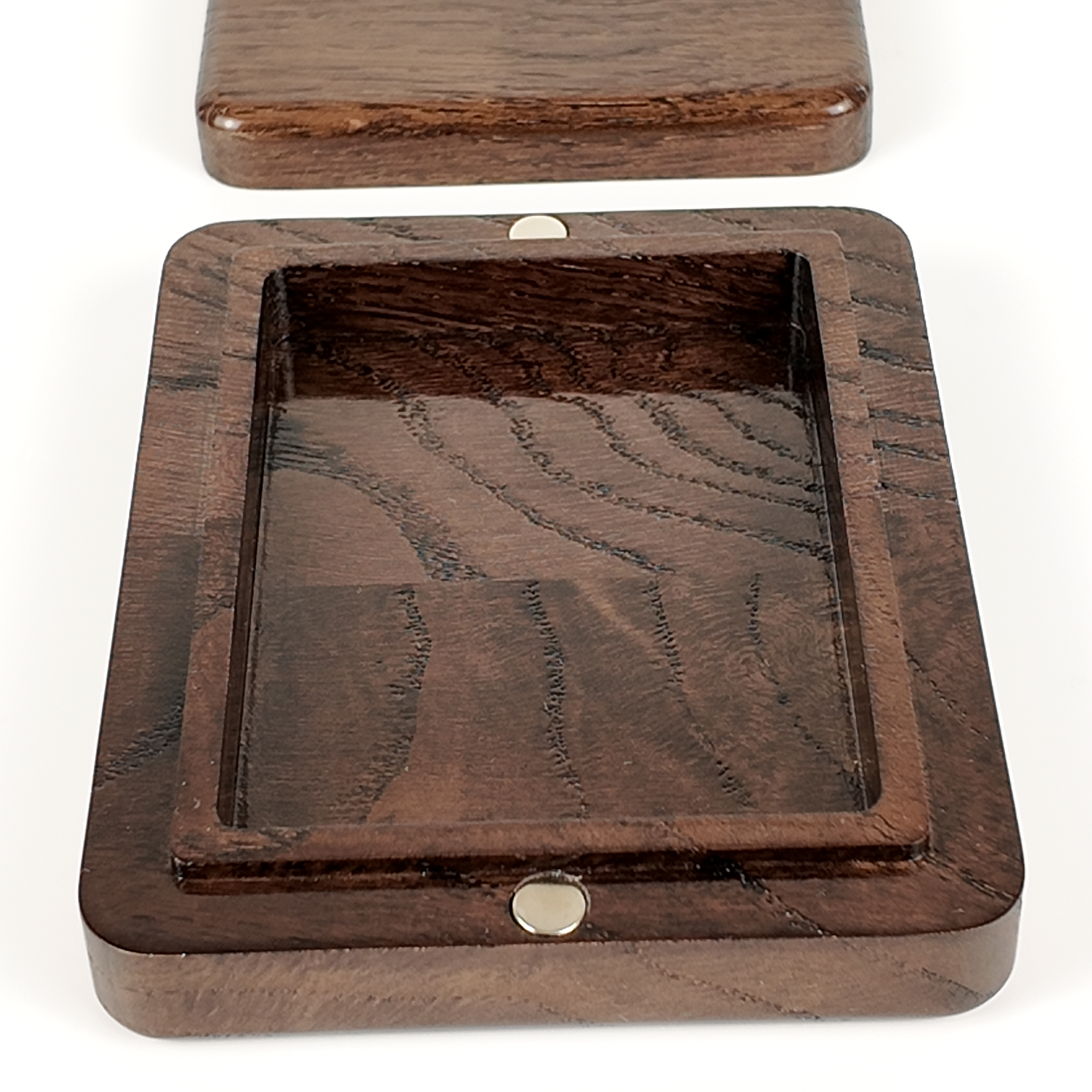 Single Deck Magnetic Lid Oak Case Wenge for Playing Cards