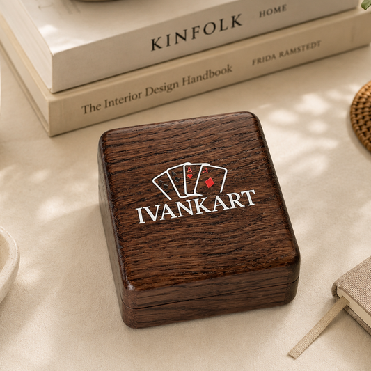 Single Deck Magnetic Lid Oak Case Wenge for Playing Cards