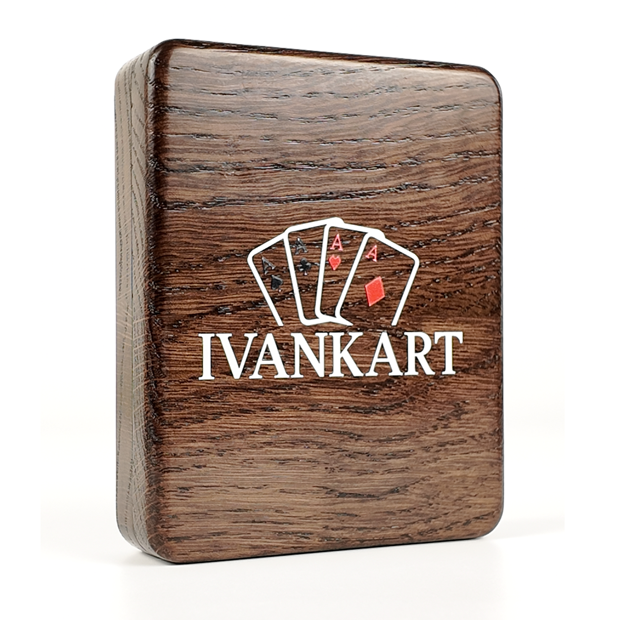 Single Deck Magnetic Lid Oak Case Wenge for Playing Cards