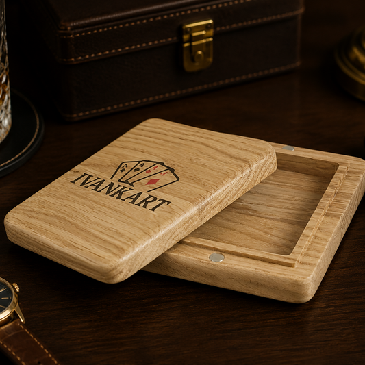 Single Deck Magnetic Lid Nordic Oak Case for Playing Cards