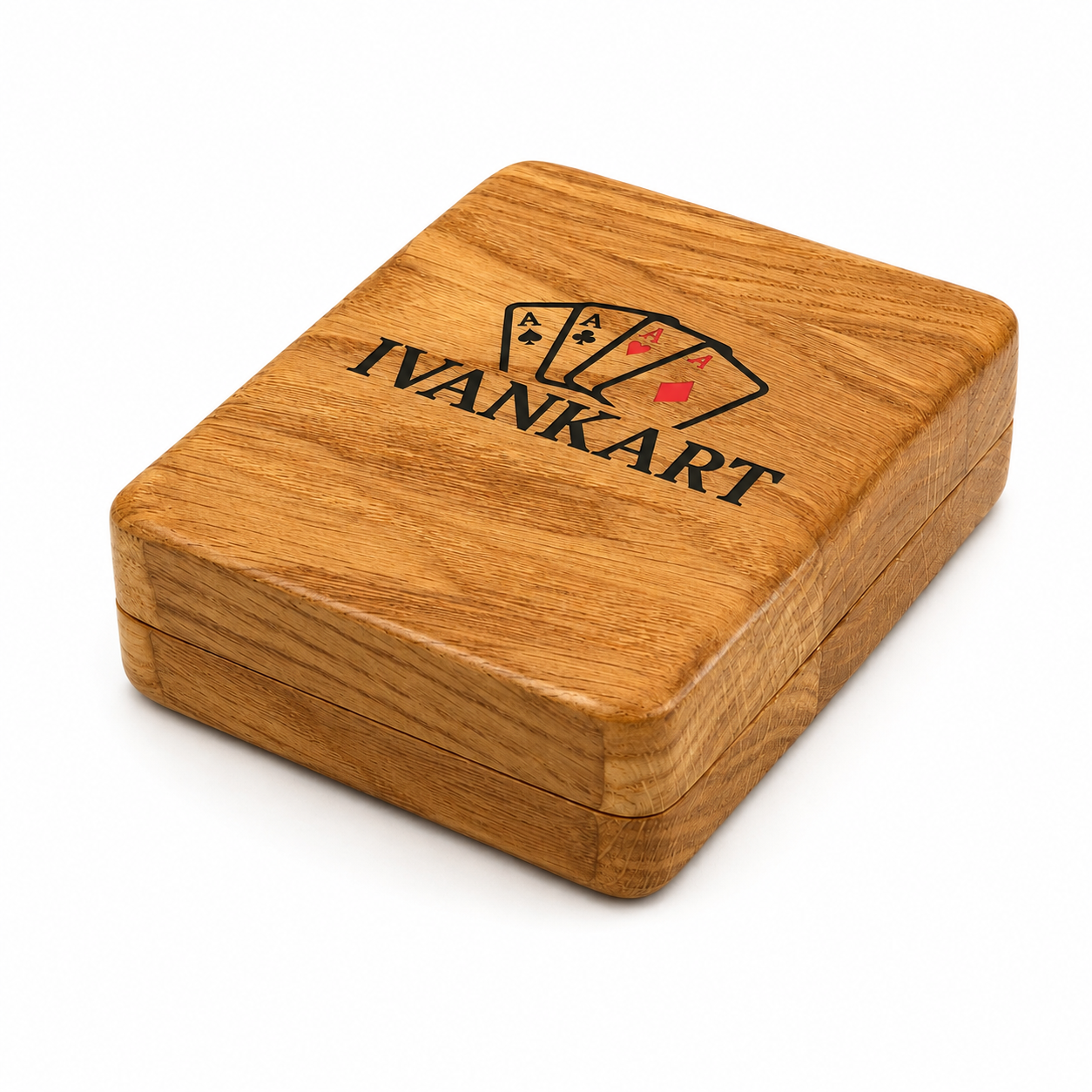 Single Deck Magnetic Lid Oak Case for Playing Cards