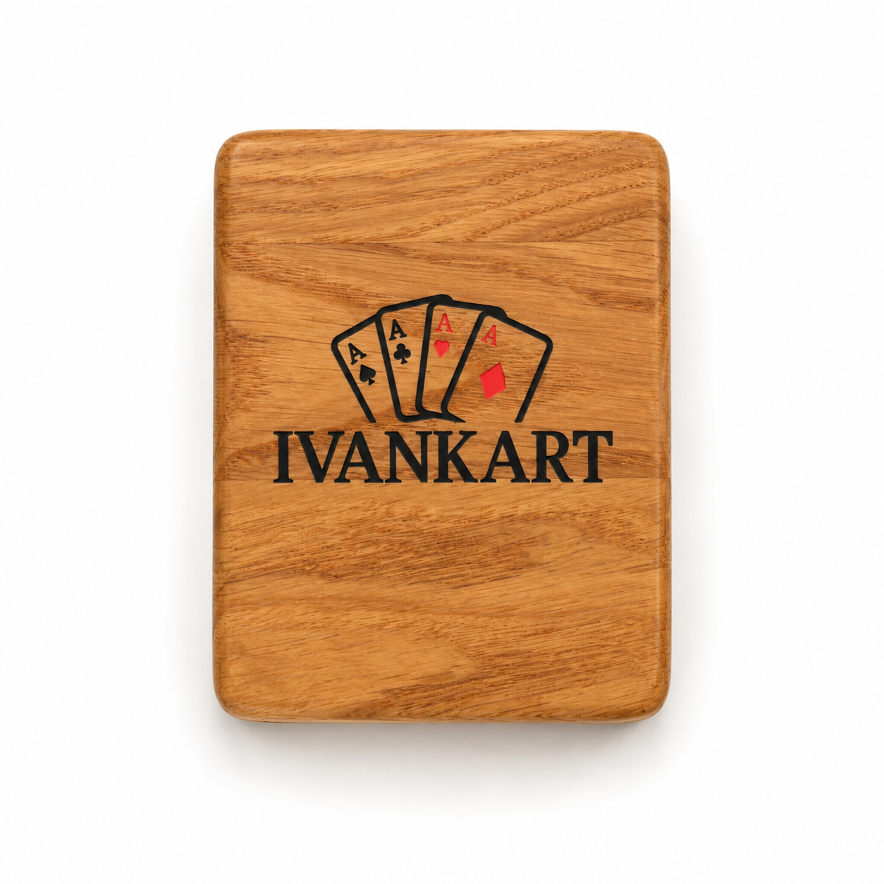 Single Deck Magnetic Lid Oak Case for Playing Cards