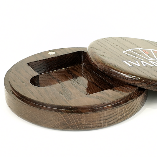 Single Deck Oak Round Case Wenge for Playing Cards