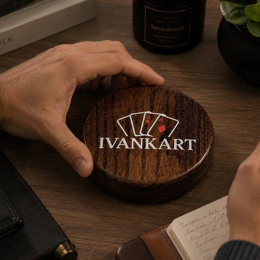 Single Deck Oak Round Case Wenge for Playing Cards
