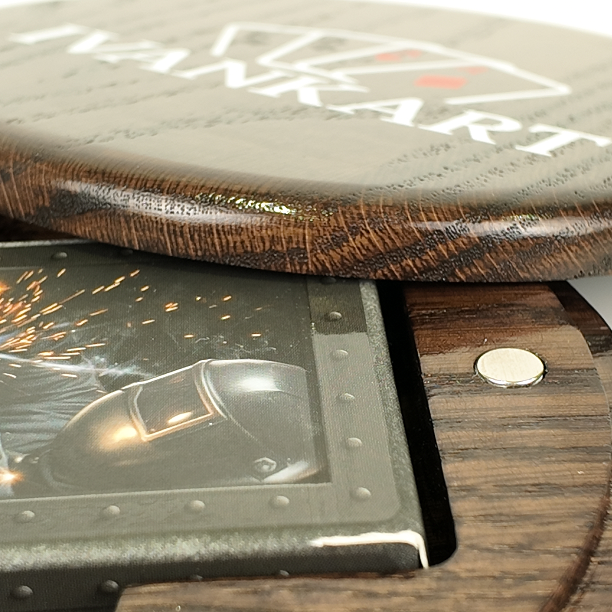 Single Deck Oak Round Case Wenge for Playing Cards