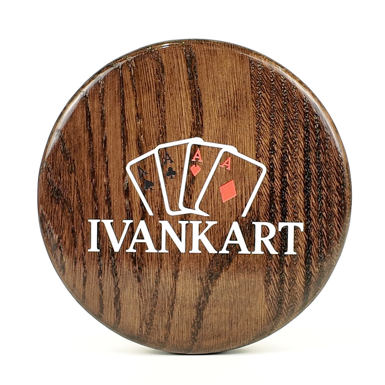 Single Deck Oak Round Case Wenge for Playing Cards