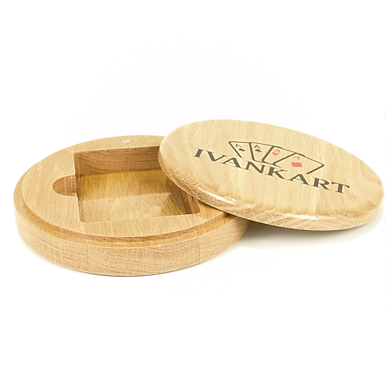 Single Deck Oak Round Case Nordic for Playing Cards