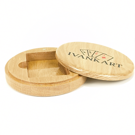 Single Deck Oak Round Case Nordic for Playing Cards