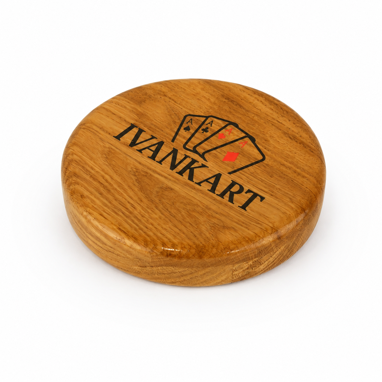 Single Deck Oak Round Case for Playing Cards