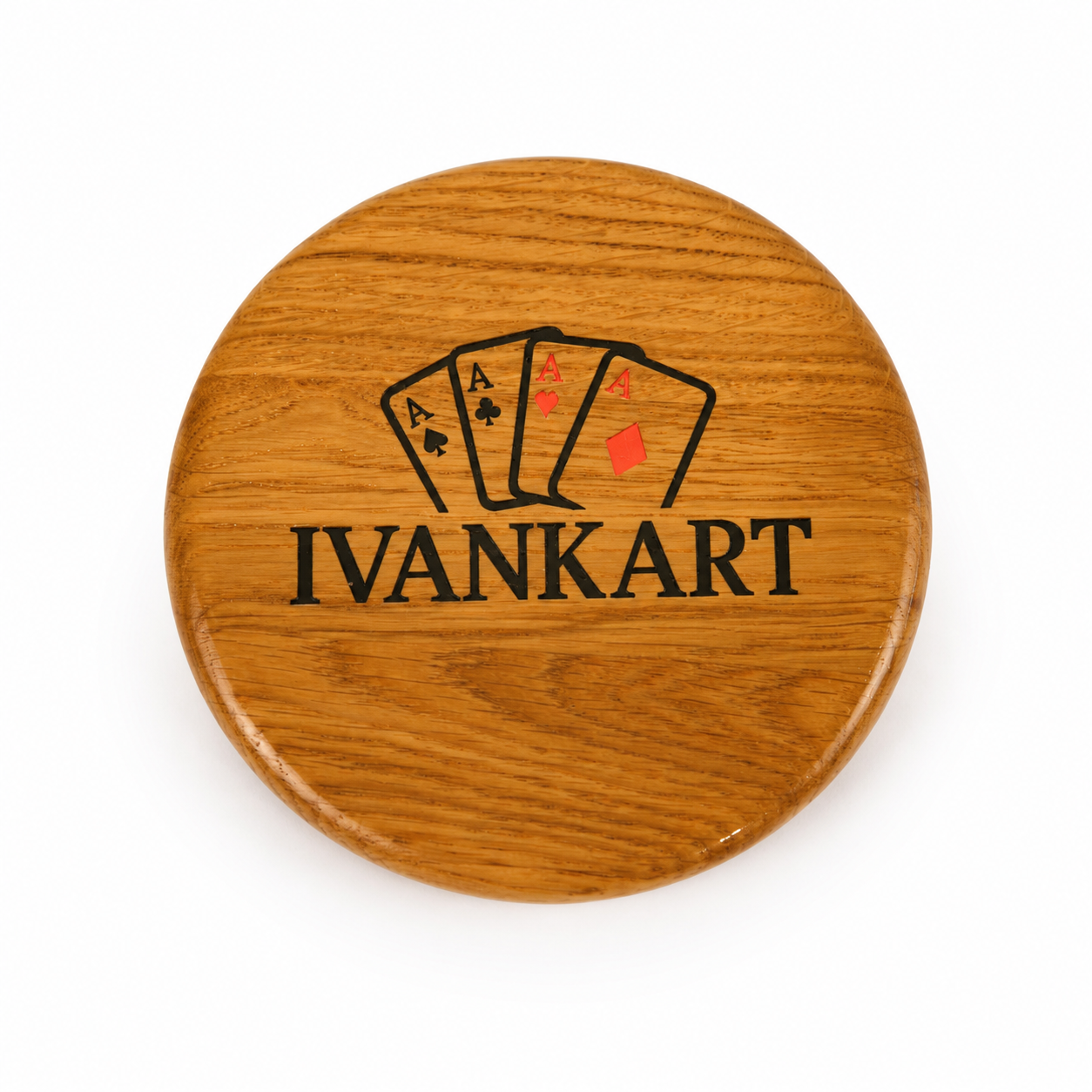 Single Deck Oak Round Case for Playing Cards