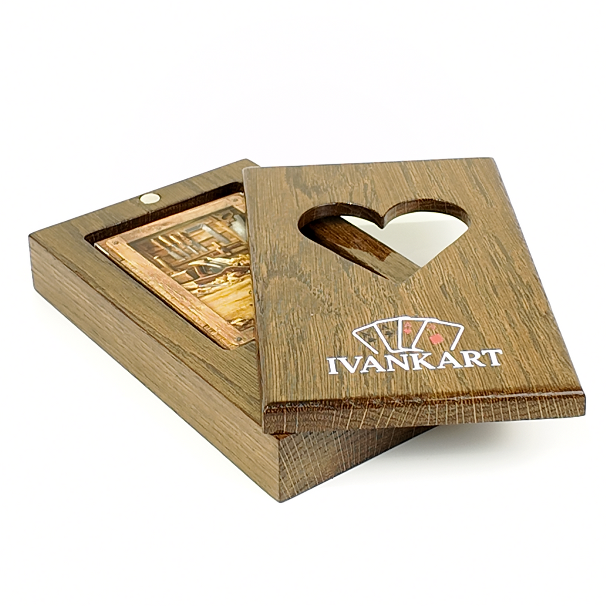 Eiken Displaydoos voor speelkaarten (één deck)