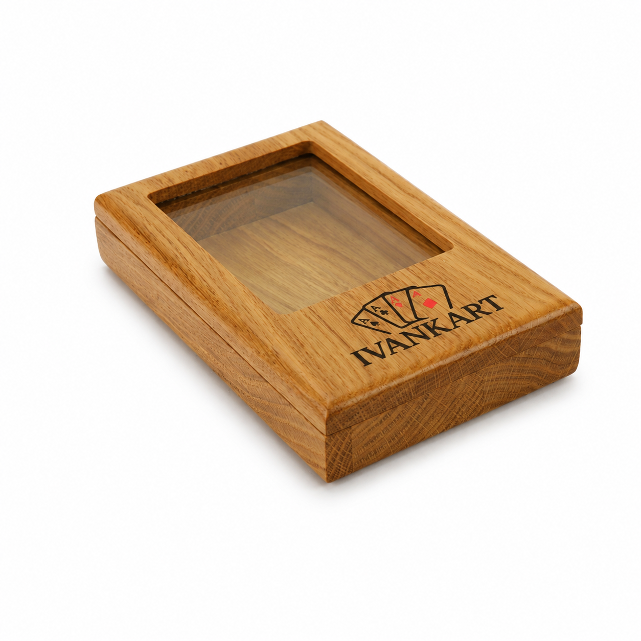 Single Deck Display Oak Case for Playing Cards