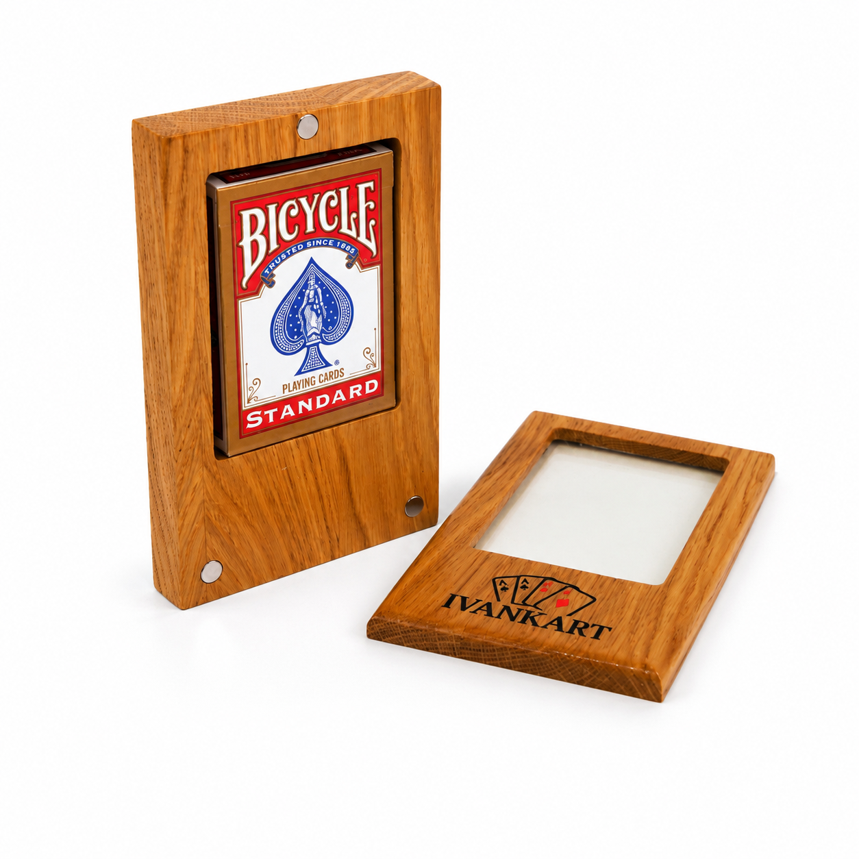 Single Deck Display Oak Case for Playing Cards
