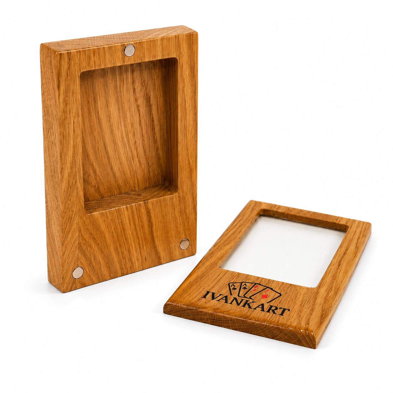 Single Deck Display Oak Case for Playing Cards