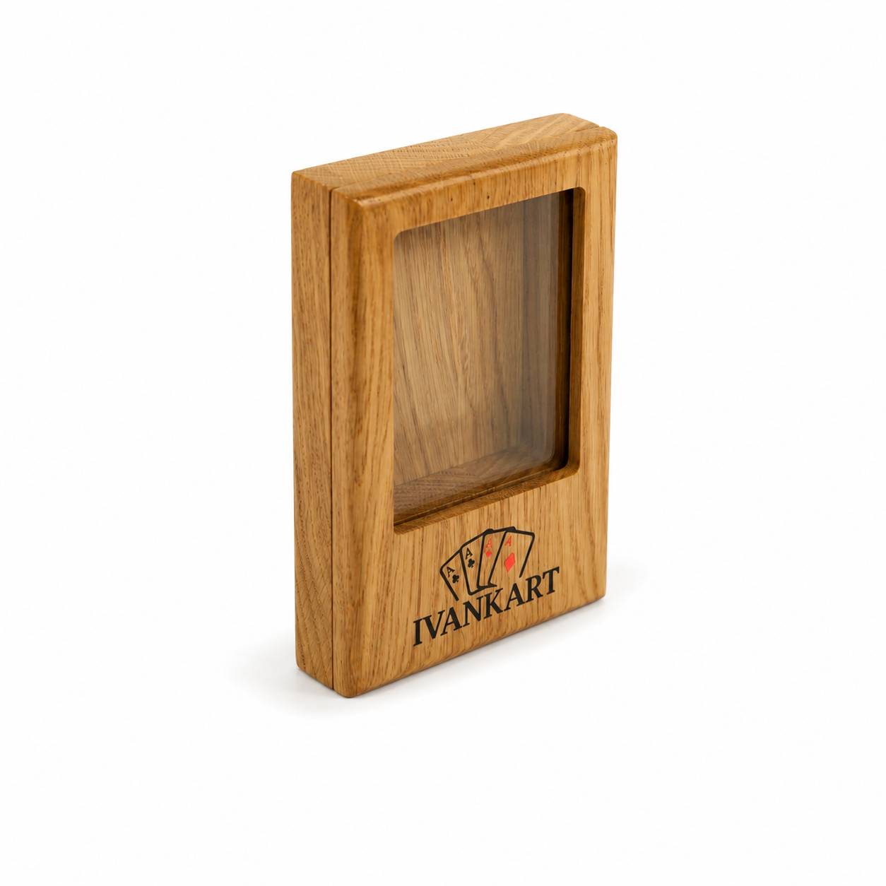 Single Deck Display Oak Case for Playing Cards