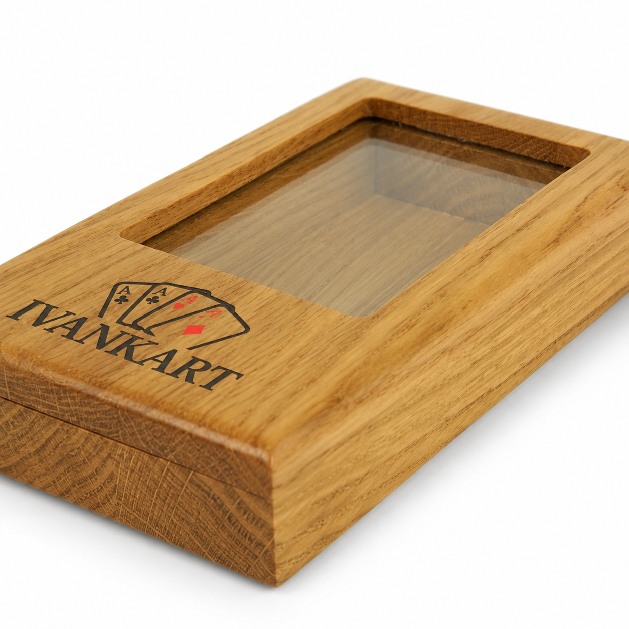 Single Deck Display Oak Case for Playing Cards