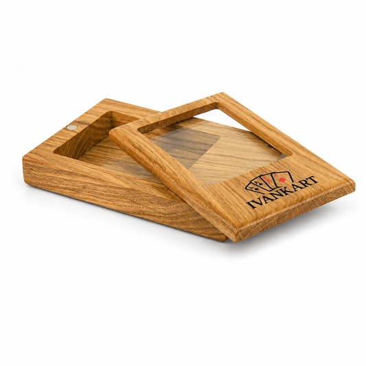 Single Deck Display Oak Case for Playing Cards