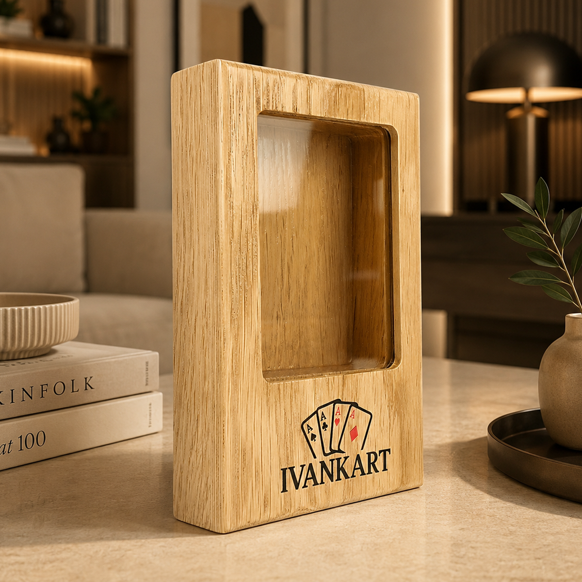 Glazier Single Deck Display Oak Case Nordic for Playing Cards