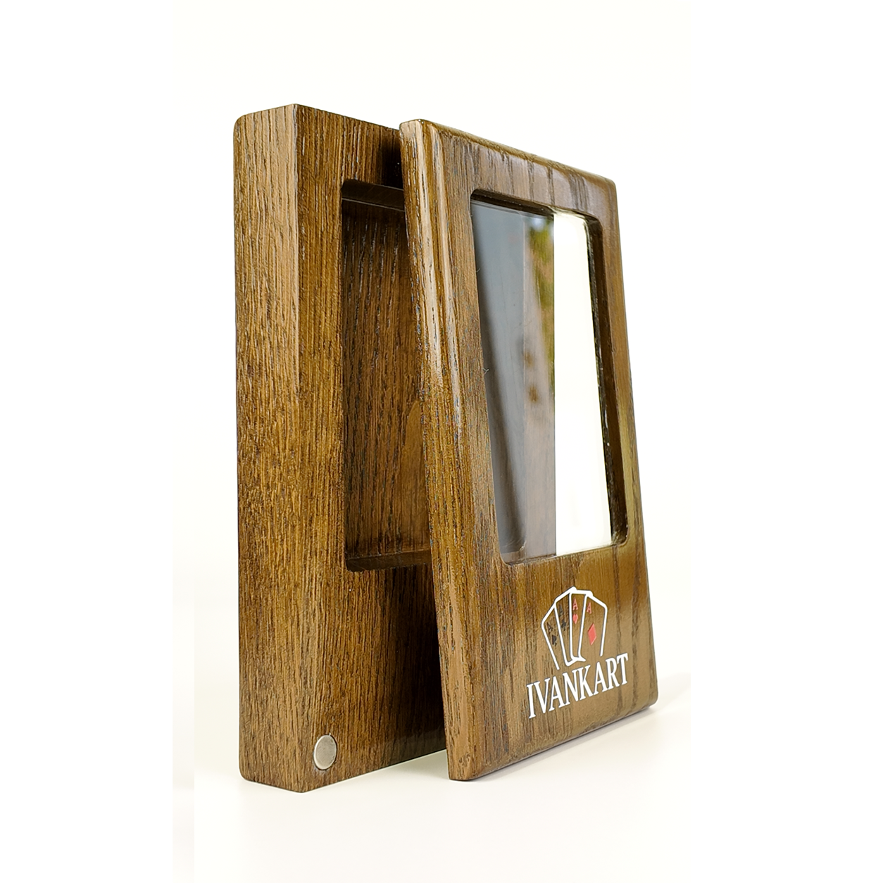 Single Deck Display Oak Case Walnut for Playing Cards