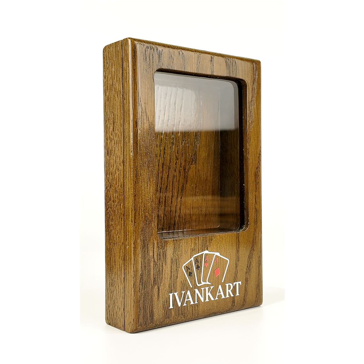 Single Deck Display Oak Case Walnut for Playing Cards
