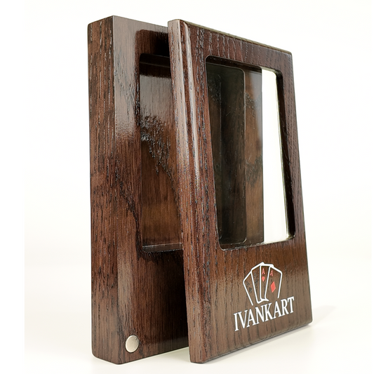 Single Deck Display Oak Case Wenge for Playing Cards